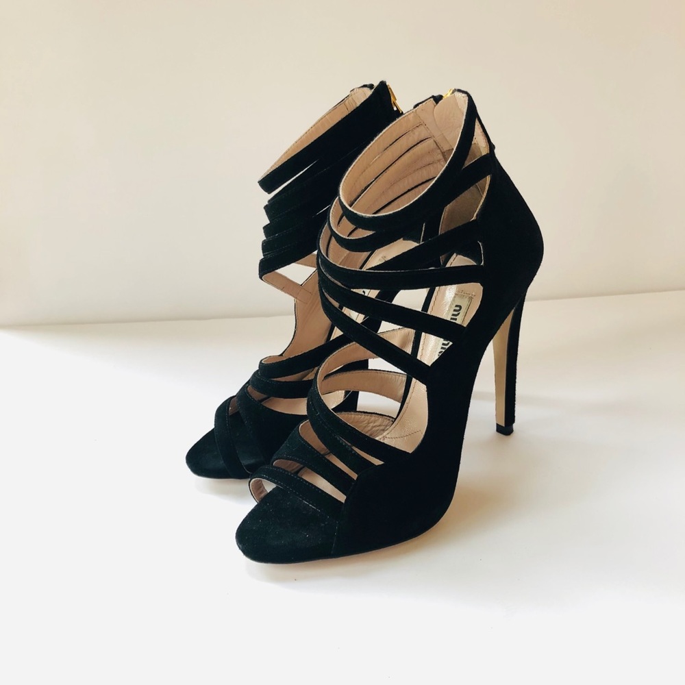 MIU MIU Leather Asymmetric strappy sandal